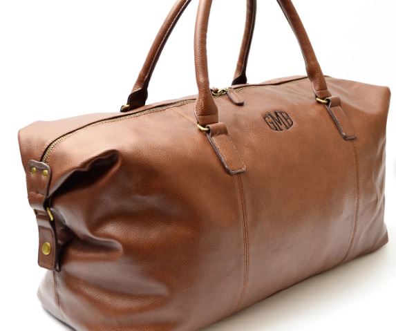 Premium full-grain leather travel duffle bag